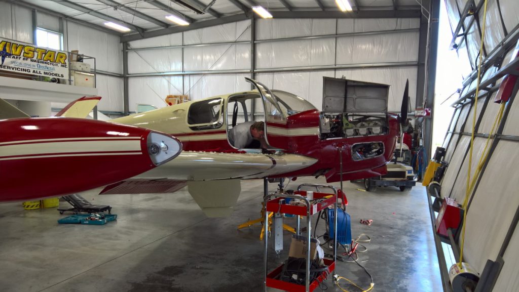 Image of aircraft on jacks in the AVSTAR hangar